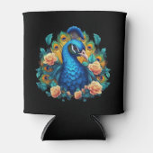 Pfau mit PfirsichRose Dosenkühler (Vorderseite)