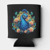 Pfau mit PfirsichRose Dosenkühler (Rückseite)