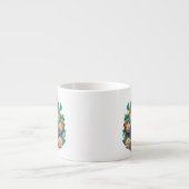 Pfau mit PfirsichRose Espressotasse (Vorderseite)