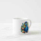 Pfau mit PfirsichRose Espressotasse (Vorderseite Rechts)