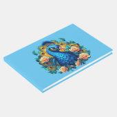 Pfau mit PfirsichRose Gästebuch (Ecke)