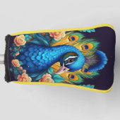Pfau mit PfirsichRose Golf Headcover (Vorderseite)