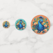 Pfau mit PfirsichRose Konfetti (Vorderseiten)