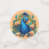 Pfau mit PfirsichRose Konfetti (Klein Vorderseite)