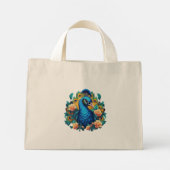Pfau mit PfirsichRose Mini Stoffbeutel (Rückseite)