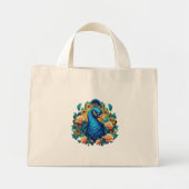 Pfau mit PfirsichRose Mini Stoffbeutel (Vorne)