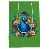 Pfau mit PfirsichRose Mittlere Geschenktüte (Rückseite)
