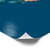 Pfau mit PfirsichRose Poster (Ecke)