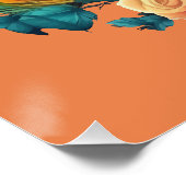 Pfau mit PfirsichRose Poster (Ecke)