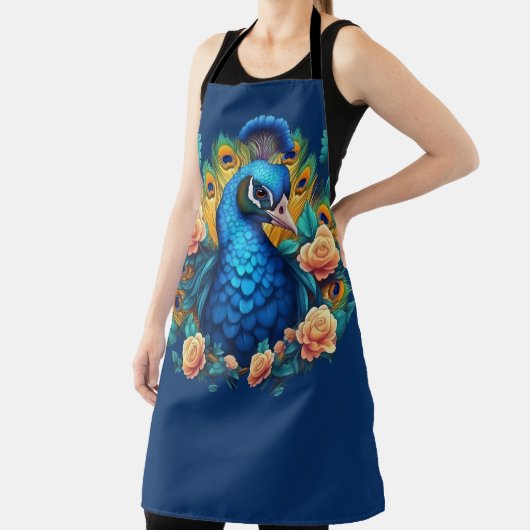 Pfau mit PfirsichRose Schürze (InSitu)