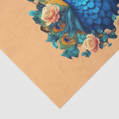 Pfau mit PfirsichRose Seidenpapier (Ausschnitt)
