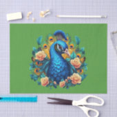 Pfau mit PfirsichRose Seidenpapier (Handwerk)