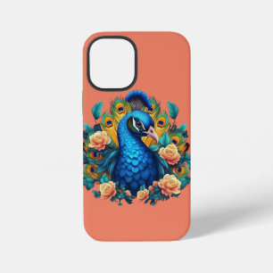 Pfau mit Pfirsichrosen iPhone 12 Mini Hülle