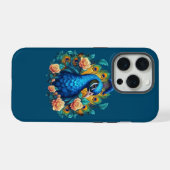 Pfau mit Pfirsichrosen iPhone Hülle (Rückseite (Horizontal))