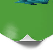 Pfau mit Pfirsichrosen Poster (Ecke)