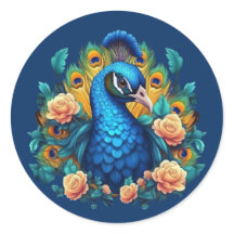 Pfau mit Pfirsichrosen