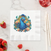 Pfau mit Pfirsichrosen Serviette (Beispiel)