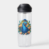 Pfau mit Pfirsichrosen Trinkflasche (Rückseite)
