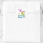 Pfau mit Rose Quadratischer Aufkleber (Tasche)
