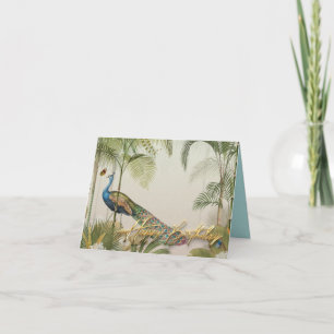 Pfau mit Schmetterlingen Glücklicher Geburtstag Karte