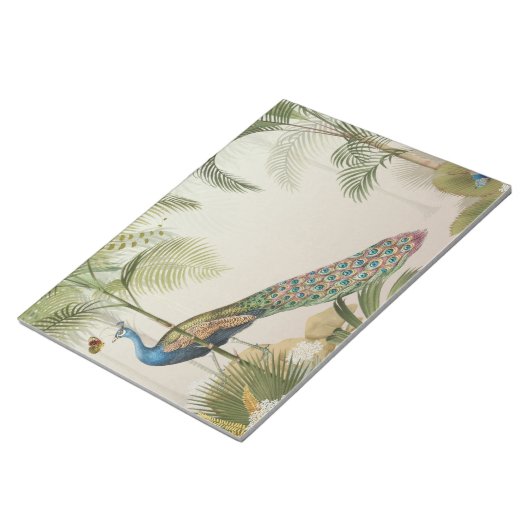 Pfau mit Schmetterlingen Notizblock (angewinkelt)