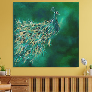 Pfau mit Seitenblick Leinwanddruck