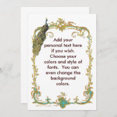 Pfau mit Verzierter Goldrahmen-Stationierung Mitteilungskarte (Vorne/Hinten)