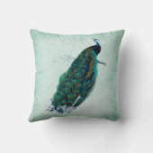 Pfau mit Vintagem Grün und Weiß Kissen (Rückseite)
