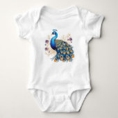 Pfau mit violetten Blumen Baby Strampler (Vorderseite)