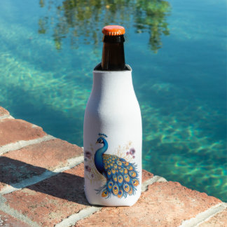 Pfau mit violetten Blumen Flaschenkühler