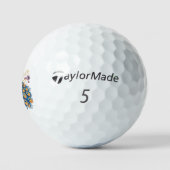 Pfau mit violetten Blumen Golfball (Logo)
