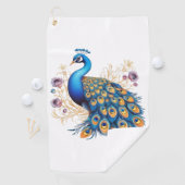 Pfau mit violetten Blumen Golfhandtuch (Insitu)
