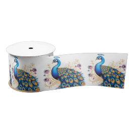 Pfau mit violetten Blumen Satinband
