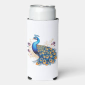 Pfau mit violetten Blumen Selters Dosenkühler (Seltzer Vorderseite)