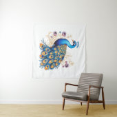 Pfau mit violetten Blumen Wandteppich (Beispiel (Horizontal))