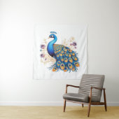 Pfau mit violetten Blumen Wandteppich (Beispiel)