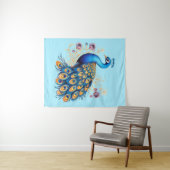 Pfau mit violetten Blumen Wandteppich (Beispiel (Horizontal))