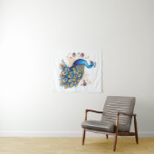 Pfau mit violetten Blumen Wandteppich (Beispiel (Horizontal))