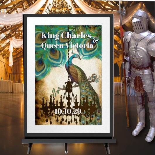 Pfau Mittelalterliche Renaissance-Hochzeit Poster