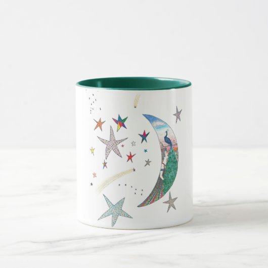 Pfau-Mond-Dame Mug. Ursprüngliche Kunst durch Riss Tasse (Zentrum)