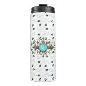 Pfau-Monogramm-Gemstone Thermosbecher (Vorderseite)