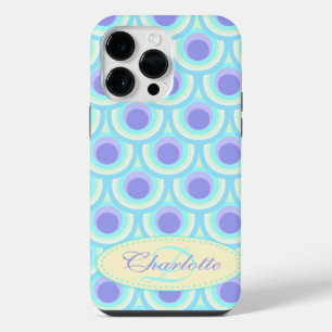 Pfau-Muster lila blau Name iPhone 14 Pro Max Hülle