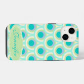 Pfau-Muster-Mint-Aquagrün-Name iPhone Hülle (Rückseite (Horizontal))