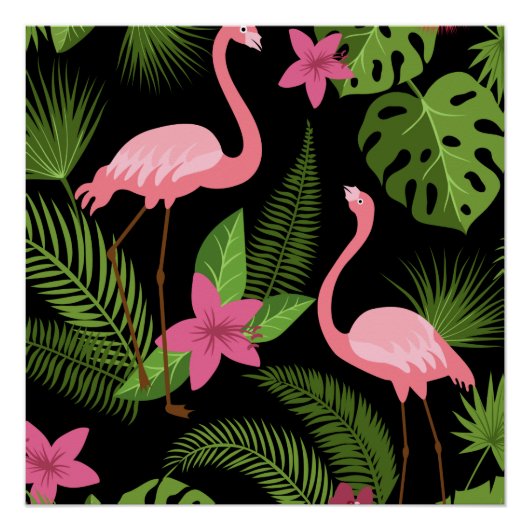 Pfau-Muster Rosa mit Blume Poster (Vorderseite)