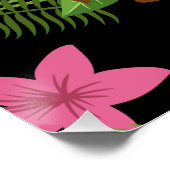 Pfau-Muster Rosa mit Blume Poster (Ecke)