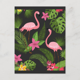Pfau-Muster Rosa mit Blume Postkarte