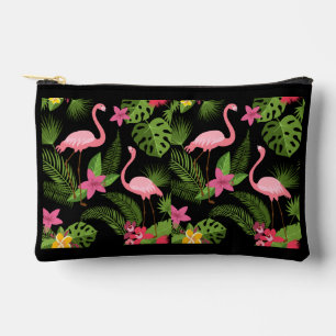 Pfau-Muster Rosa mit Blumen   Zubehörtasche