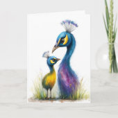 Pfau Muttertag Feiertagskarte (Vorderseite)