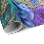 Pfau, Noten und Blume Geschenkpapier (Rolleneckpunkt)