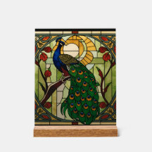 Pfau Nouveau Acrylglas-Wandkunst im Stil von Buntg